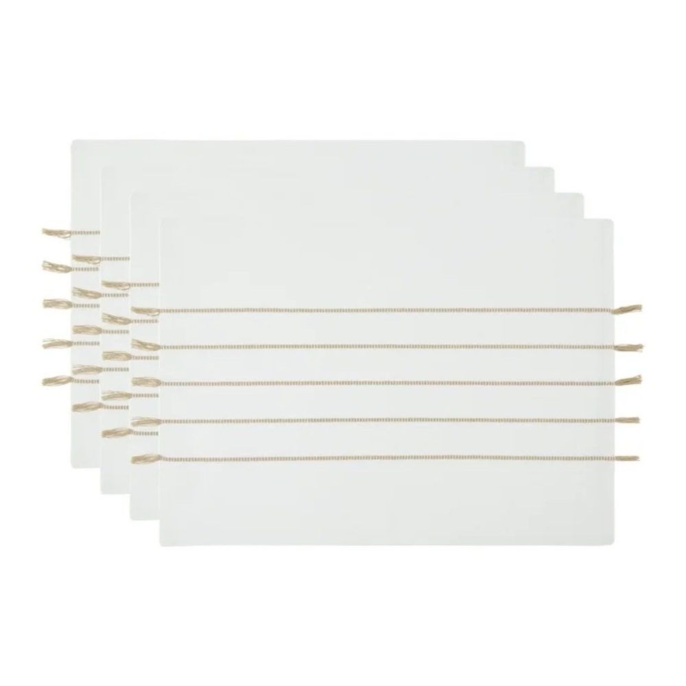 White and Tan Placemats Set